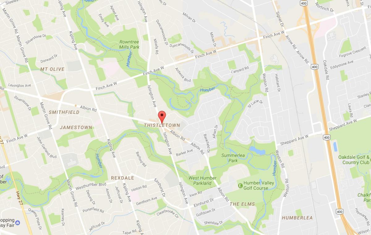 Kaart van Thistletownneighbourhood omgewing Toronto