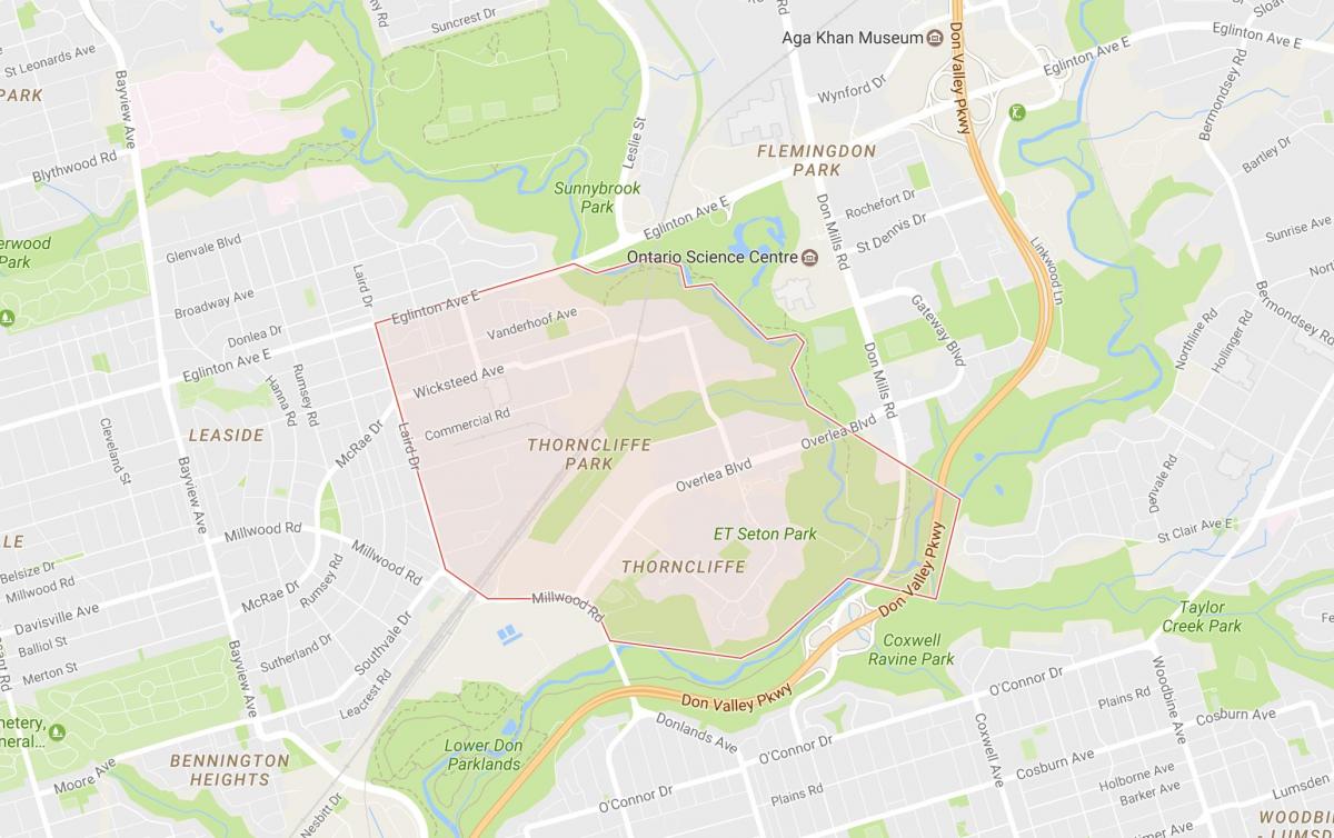 Kaart van Thorncliffe Park omgewing Toronto