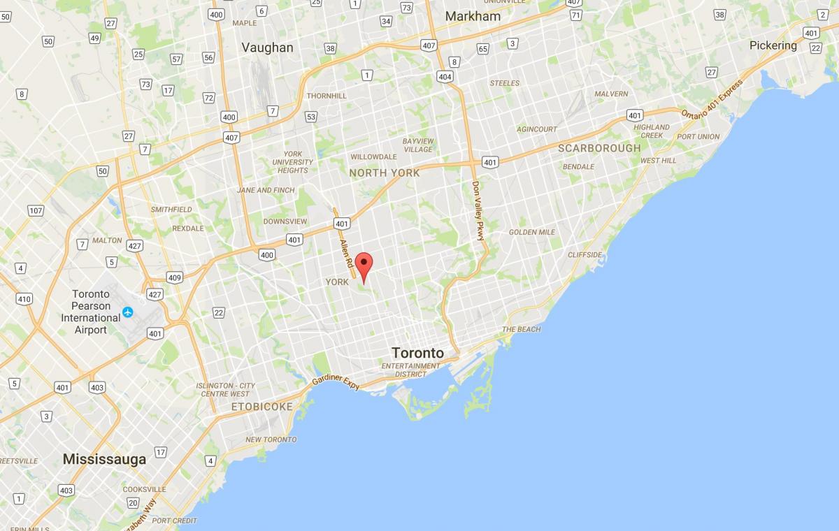 Kaart van Tichester distrik Toronto