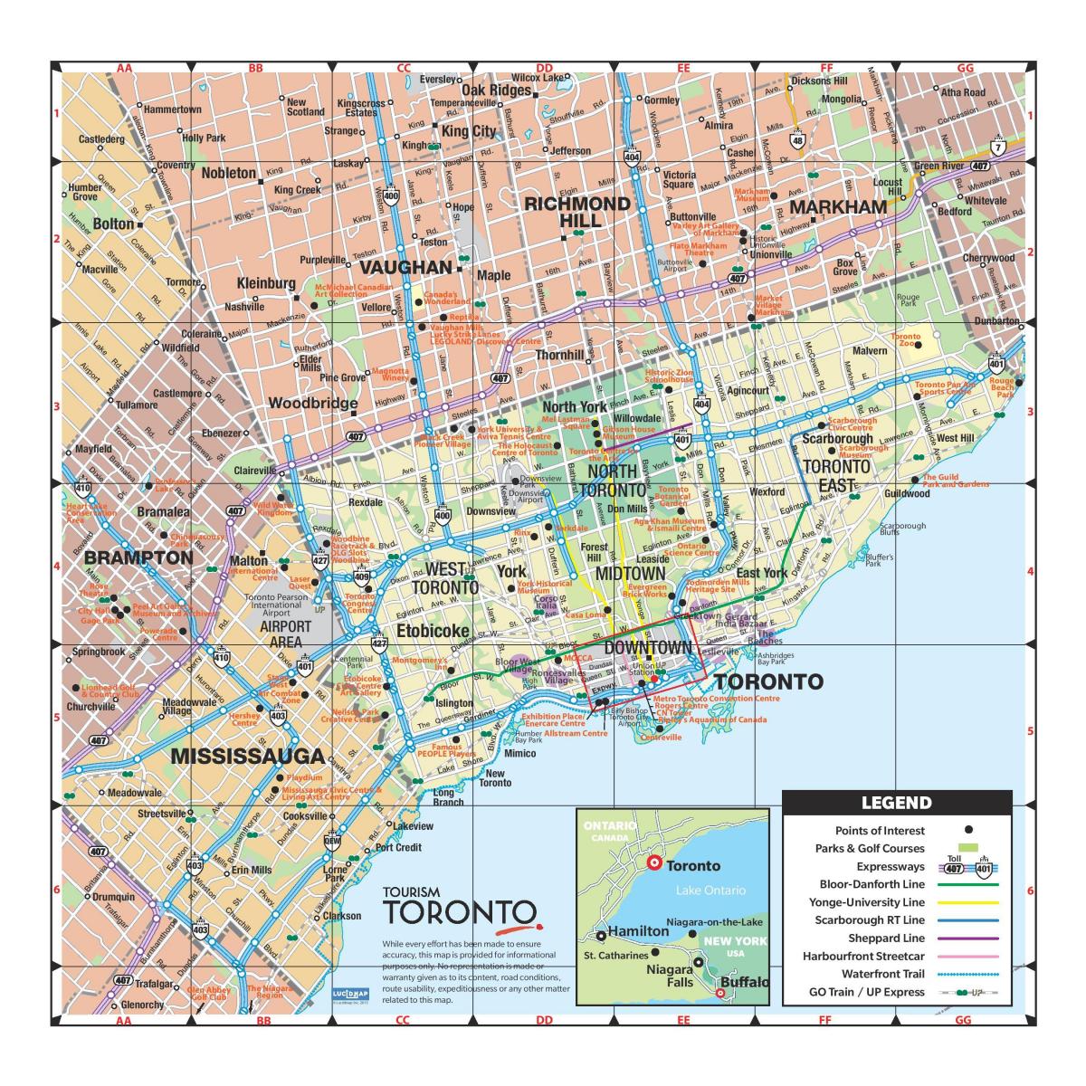 Kaart van toerisme Toronto