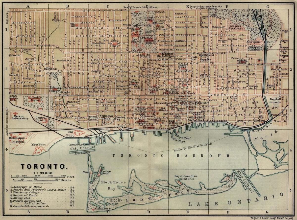 Kaart van Toronto 1894