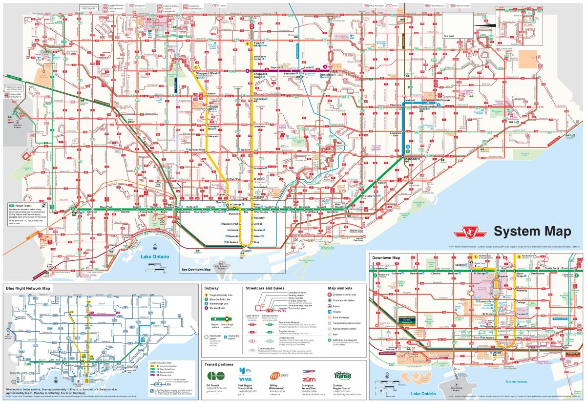 Kaart van Toronto bus