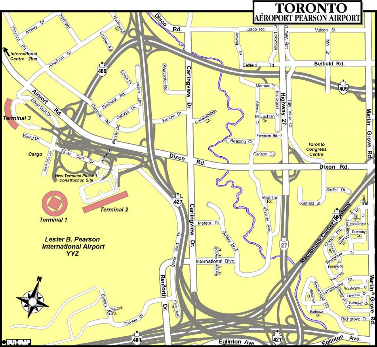Kaart van Toronto lughawens