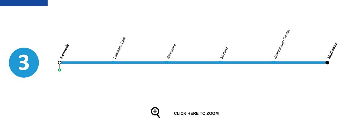 Kaart van Toronto metro lyn 3 Scarborough RT