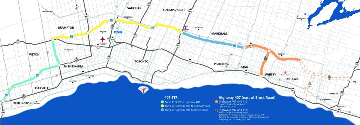 Kaart van Toronto snelweg 407