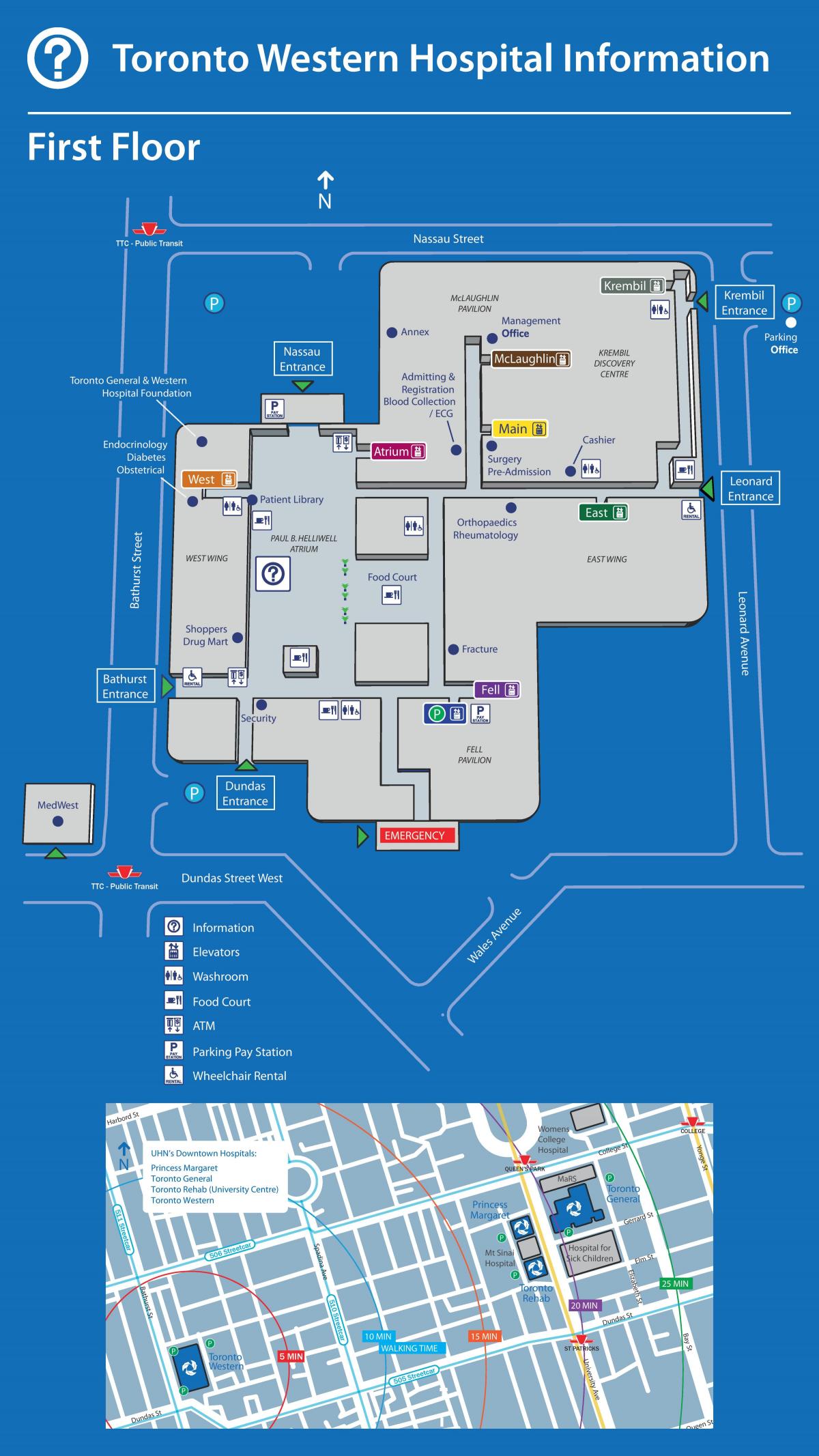 Kaart van Toronto Wes-Hospitaal