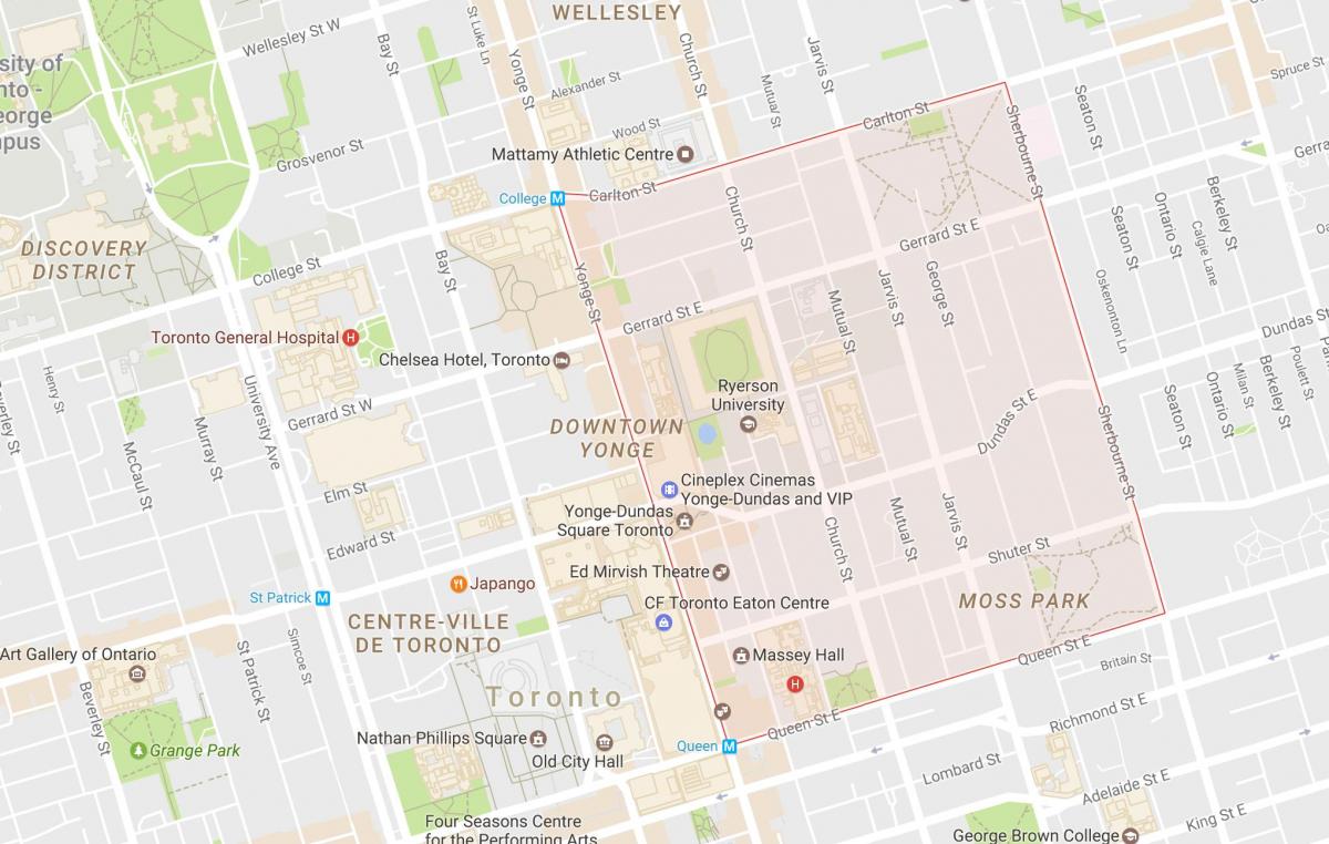 Kaart van die Tuin Distrik Toronto Stad