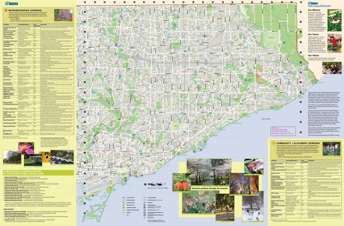 Kaart van die tuine Toronto-ooste