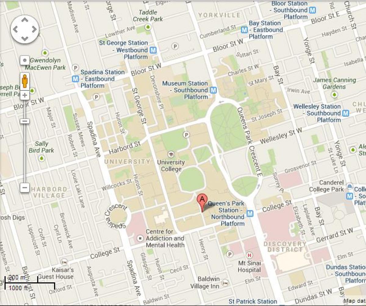 Kaart van die universiteit van Toronto St George