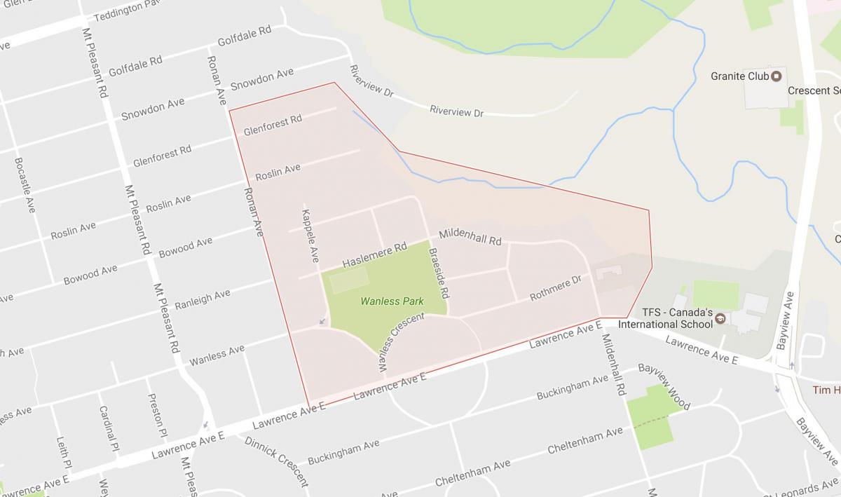 Kaart van Wanless Park omgewing Toronto