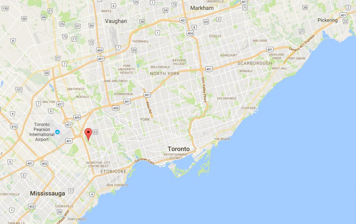 Kaart van die Wes-Deane Park distrik Toronto