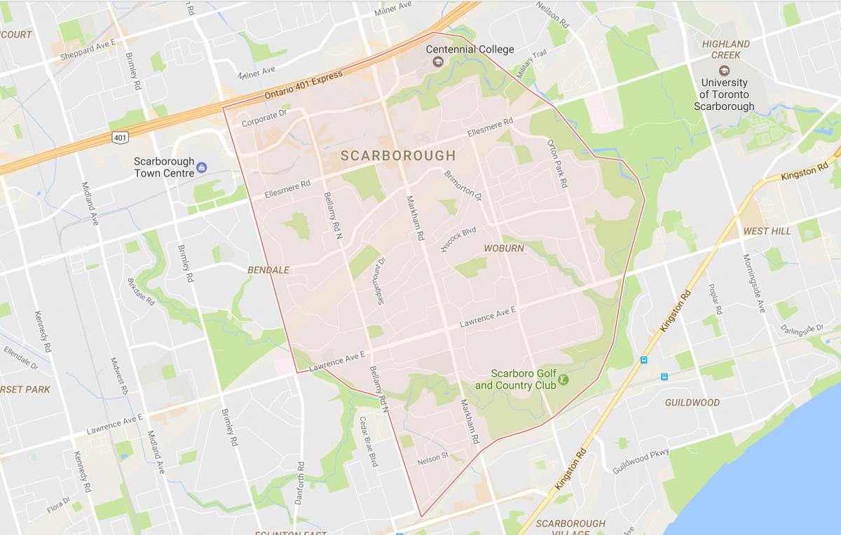 Kaart van Woburn omgewing Toronto