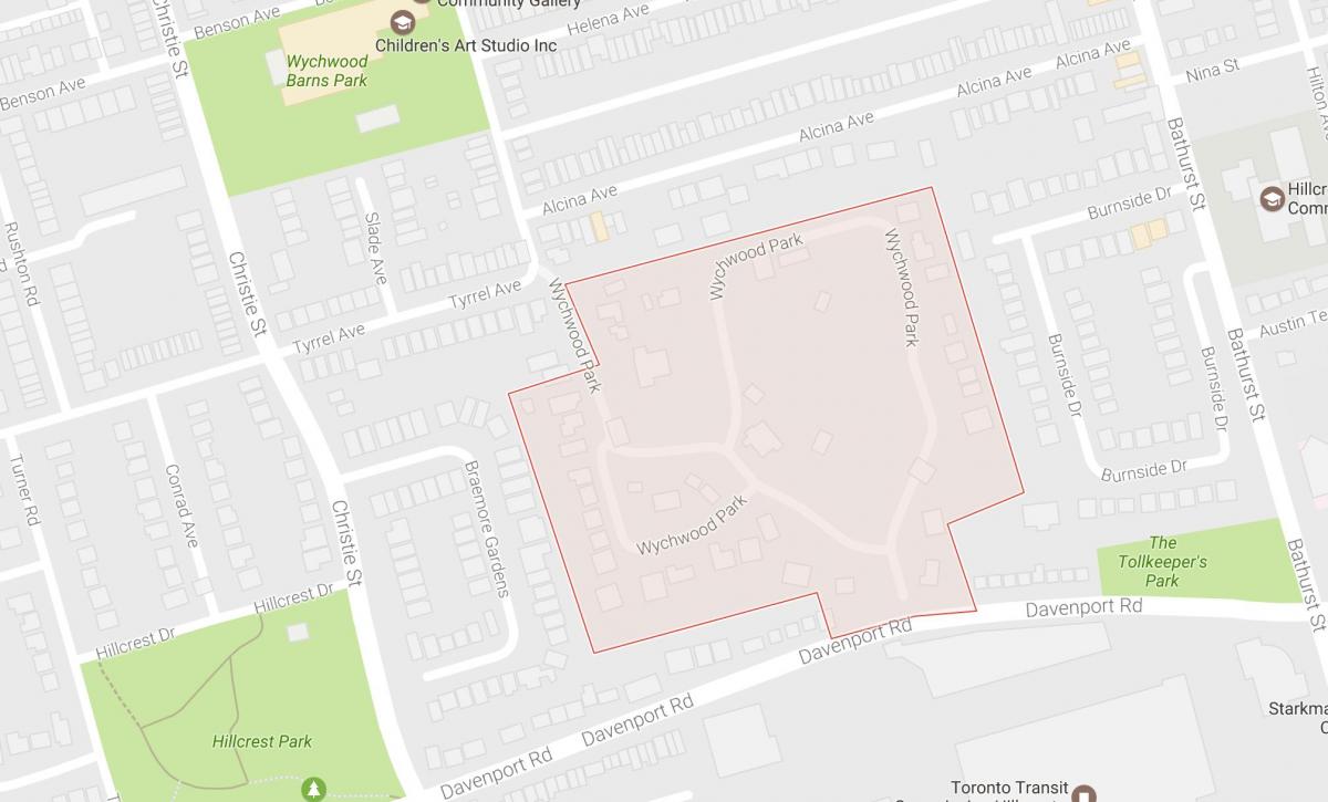 Kaart van Wychwood Park omgewing Toronto