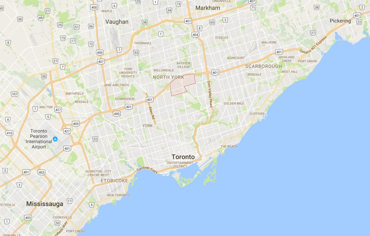 Kaart van York Mills distrik Toronto