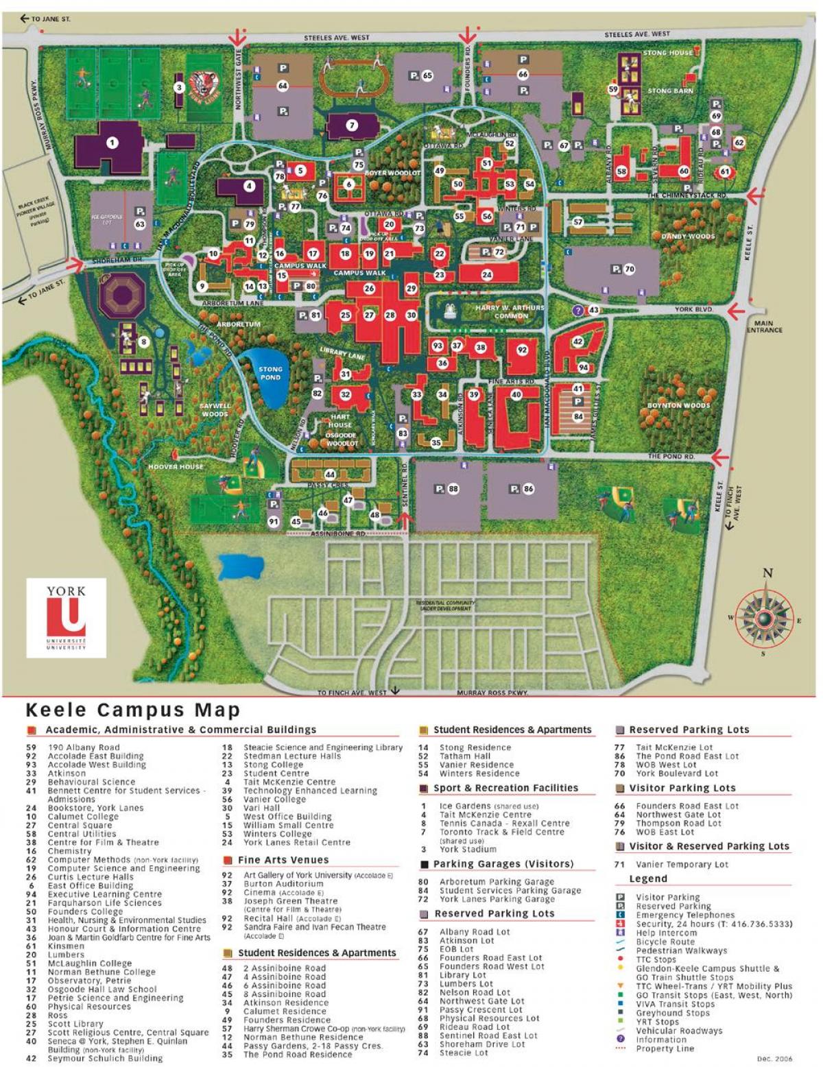 Kaart van die York universiteit van keele-kampus
