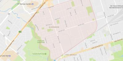 Kaart van Alderwood Parkview woonbuurt Toronto