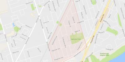 Kaart van Berk Krans Hoogtes omgewing Toronto
