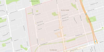 Kaart van Briar Hill–Belgravia omgewing Toronto