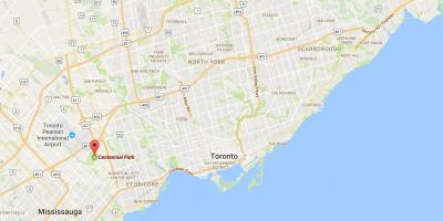 Kaart van Centennial Park distrik Toronto