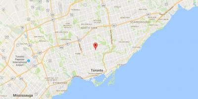 Kaart van Davisville Dorp distrik Toronto