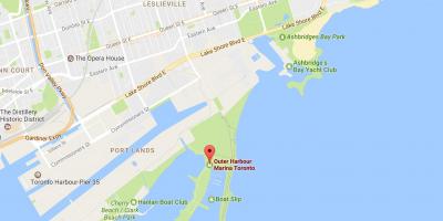 Kaart van die Buitenste hawe marina Toronto