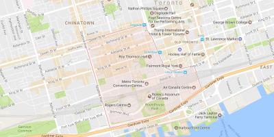 Kaart van Die Vermaak Distrik omgewing Toronto