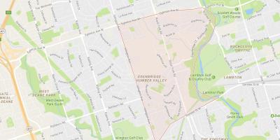 Kaart van Humber Vallei Dorp omgewing Toronto