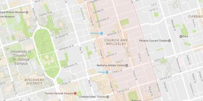 Kaart van die Kerk en Wellesley omgewing Toronto