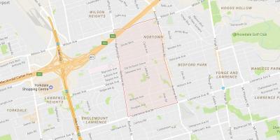 Kaart van die Ledbury Park omgewing Toronto