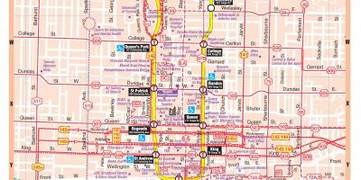 Kaart van die Metro-stasie sentrum Toronto