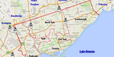 Kaart van munisipaliteite Toronto
