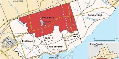 Kaart van Noord York, Toronto