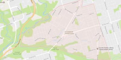 Kaart van die o'connor–Parkview woonbuurt Toronto
