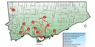 Kaart van die ontdekking loop Toronto