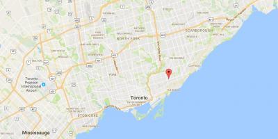 Kaart van Oos-Danforth distrik Toronto
