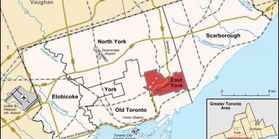 Kaart van die Ooste York, Toronto