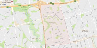 Kaart van Parkwoods omgewing Toronto