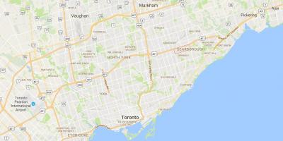 Kaart van Scarborough Stad Sentrum distrik Toronto