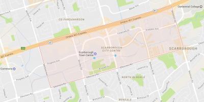 Kaart van Scarborough Stad Sentrum omgewing Toronto