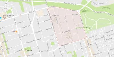 Kaart van St James Town omgewing Toronto