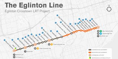 Kaart van Toronto metro Eglinton lyn projek