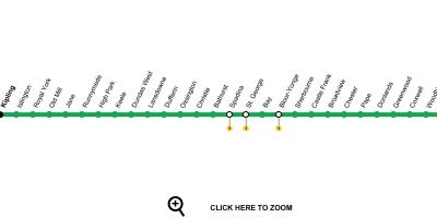 Kaart van Toronto metro line 2 Bloor-Danforth