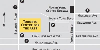 Kaart van Toronto sentrum vir die kunste