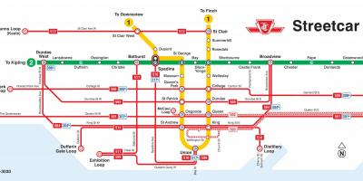Kaart van Toronto trem