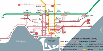 Kaart van Toronto tram stelsel