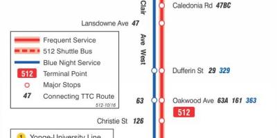 Kaart van die tram lyn 512 St Clair