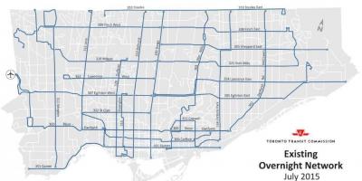 Kaart van TTC oornag bus-netwerk