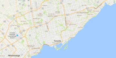 Kaart van Victoria Dorp distrik Toronto