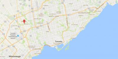 Kaart van die Wes-Humber-Clairville distrik Toronto