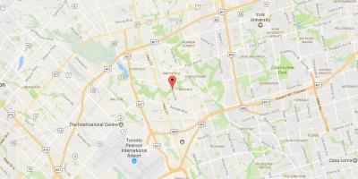 Kaart van die Wes-Humber-Clairville omgewing Toronto